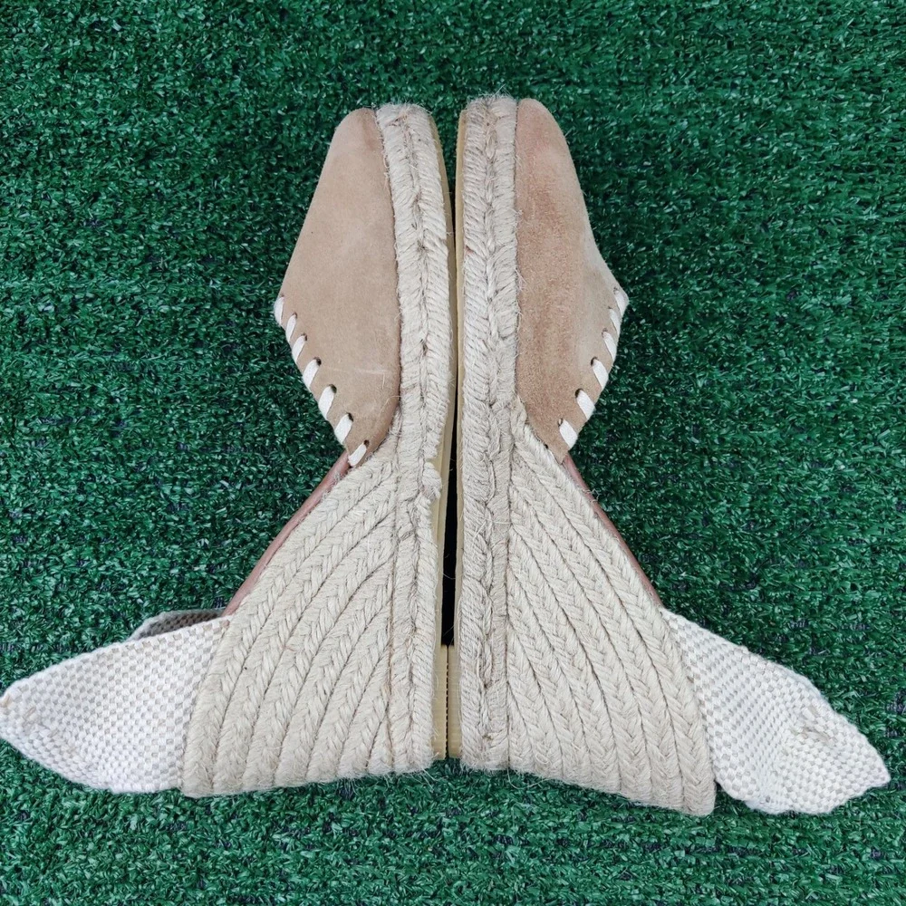 Picon Espadrille Wedge Sandals Womens 8 Tan Suede Slingback Made in Spain Boho